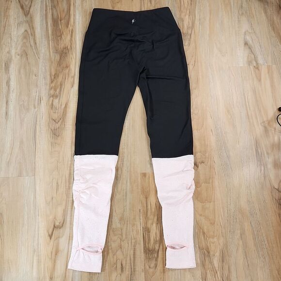 💜Studio by Capezio Black & Pink High Waist Anastasia Stirrup Pants Small - Picture 4 of 12